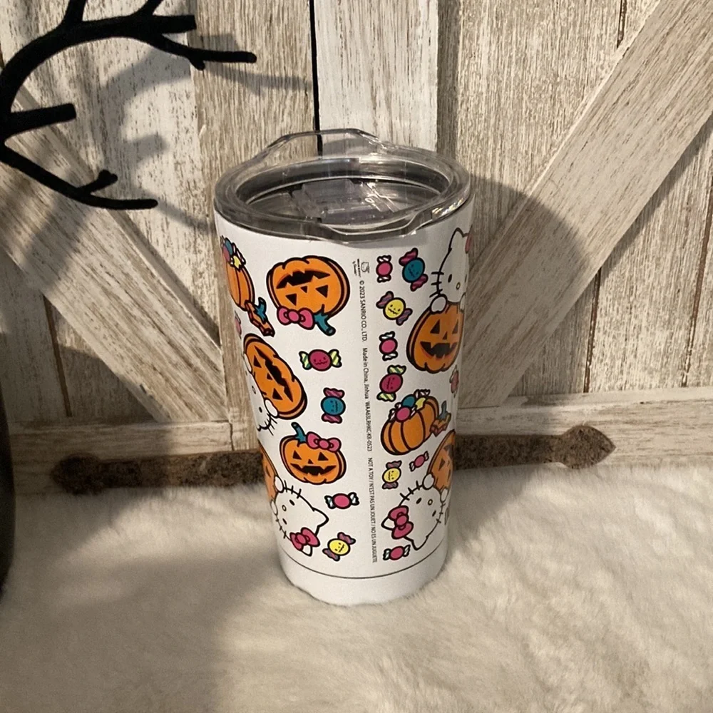 Hello Kitty Halloween Jack o Lantern and Pumpkin Stainless Steel Tumbler